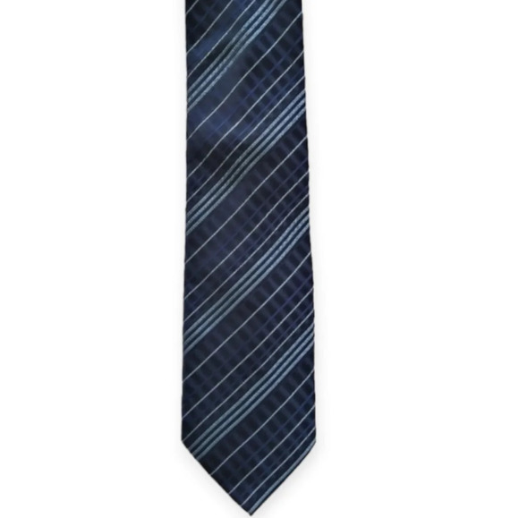 Dolce & Gabbana Silk Textured Navy and Blue Striped Tie Classic Luxury - Picture 15 of 15